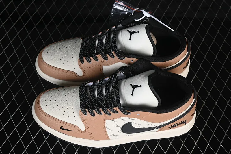 All Categories Air Jordan Jordan Series Basketball Shoes Air Jordan 1 Low Air Jordan 1 Low AJ1 Joe 1 Stussy Joint Beige Brown Black High-end Customized Low-top Retro Basketball Shoes LL8888-003